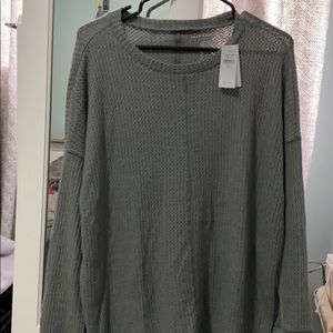 Waffle thermal split hem top